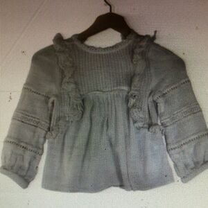 Gray Ruffled Knit Sweater